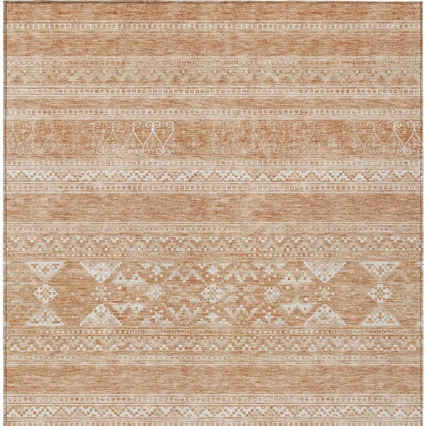 Copper And Ivory Southwestern Washable Indoor Outdoor Area Rug Photo 6