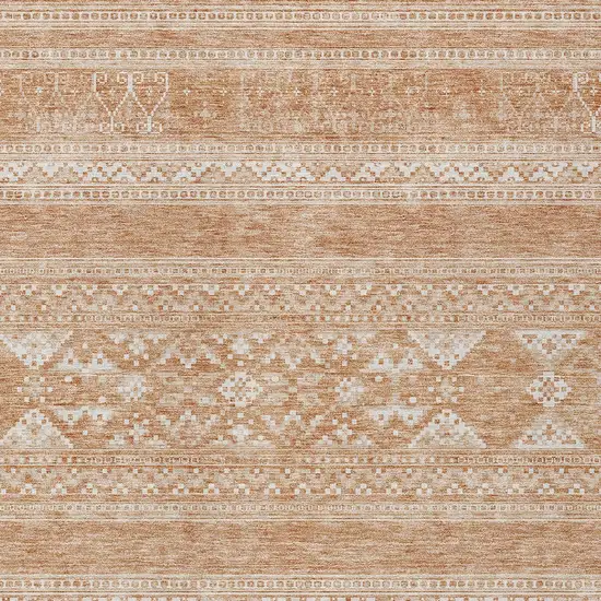 Copper And Ivory Southwestern Washable Indoor Outdoor Area Rug Photo 5