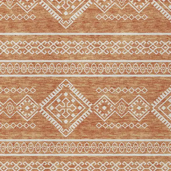 Copper And Ivory Southwestern Washable Indoor Outdoor Area Rug Photo 5