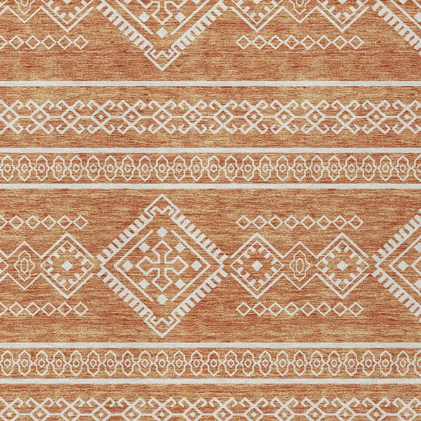 Copper And Ivory Southwestern Washable Indoor Outdoor Area Rug Photo 5