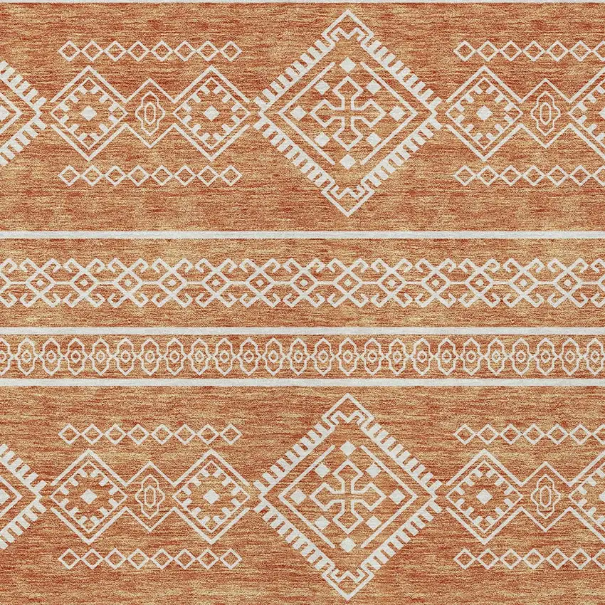 Copper And Ivory Southwestern Washable Indoor Outdoor Area Rug Photo 5