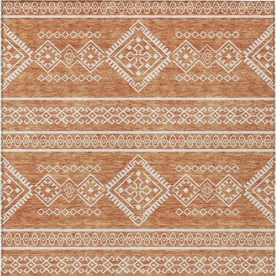 Copper And Ivory Southwestern Washable Indoor Outdoor Area Rug Photo 7