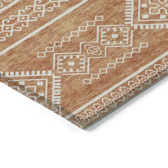 Copper And Ivory Southwestern Washable Indoor Outdoor Area Rug Photo 4