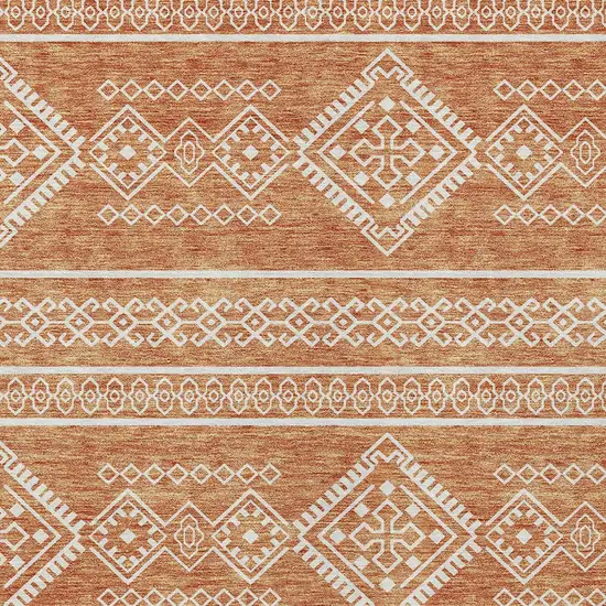 Copper And Ivory Southwestern Washable Indoor Outdoor Area Rug Photo 5