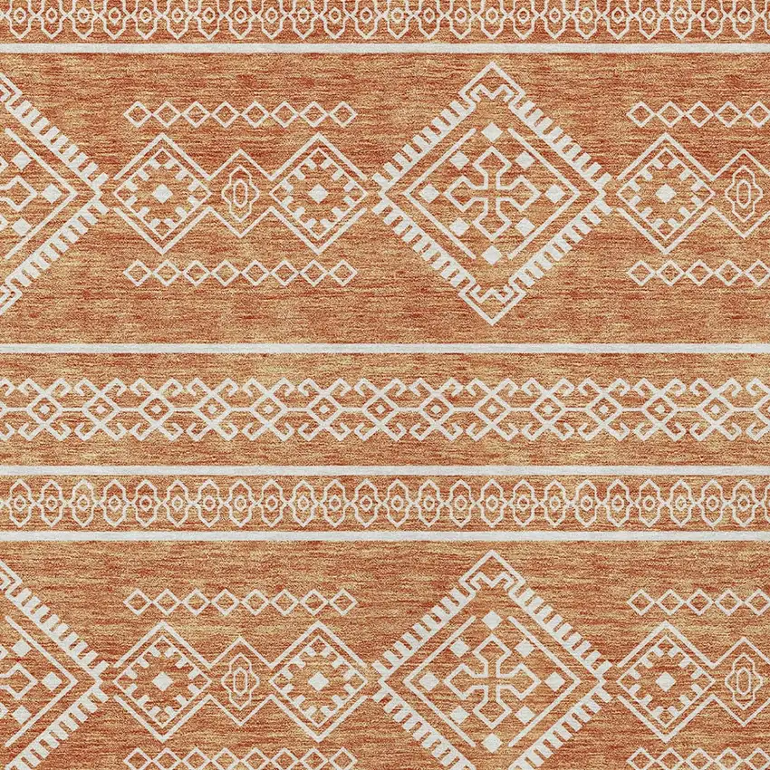 Copper And Ivory Southwestern Washable Indoor Outdoor Area Rug Photo 5