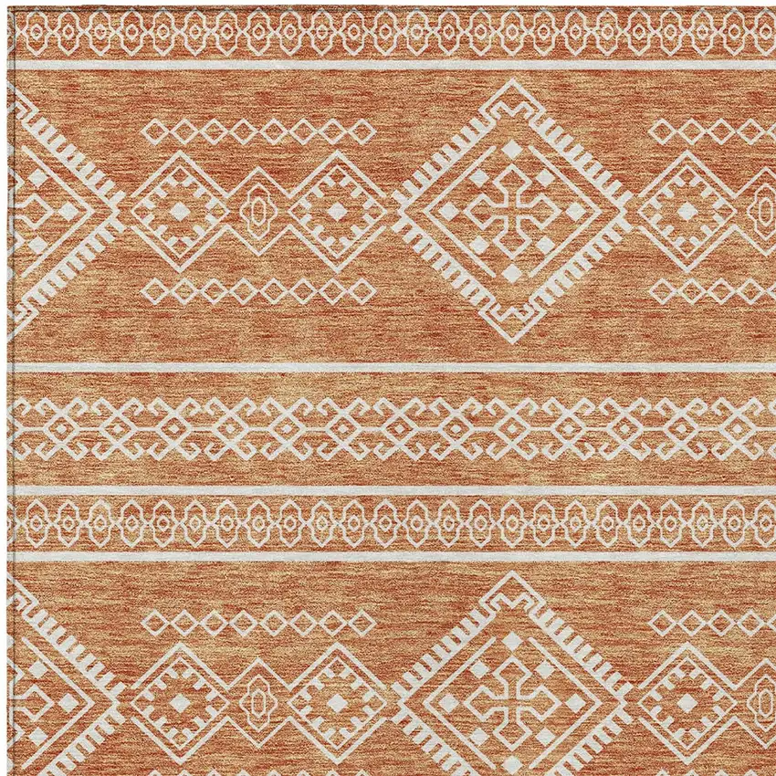 Copper And Ivory Southwestern Washable Indoor Outdoor Area Rug Photo 5