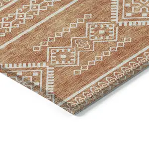 Photo of Copper And Ivory Southwestern Washable Indoor Outdoor Area Rug