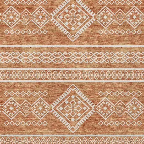 Copper And Ivory Southwestern Washable Indoor Outdoor Area Rug Photo 5