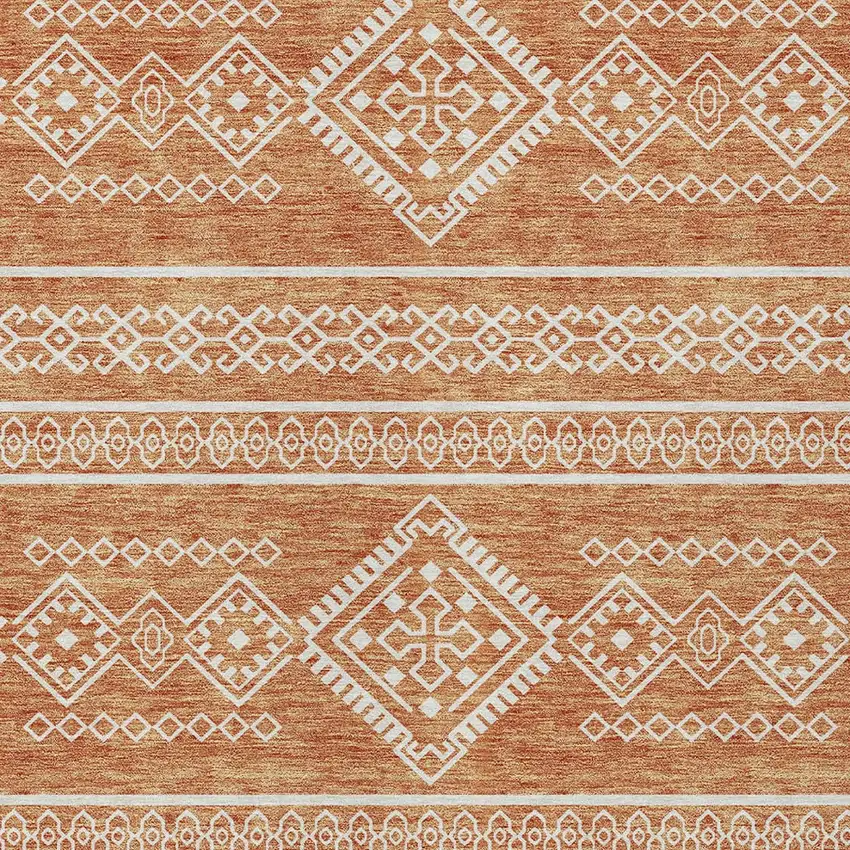 Copper And Ivory Southwestern Washable Indoor Outdoor Area Rug Photo 5