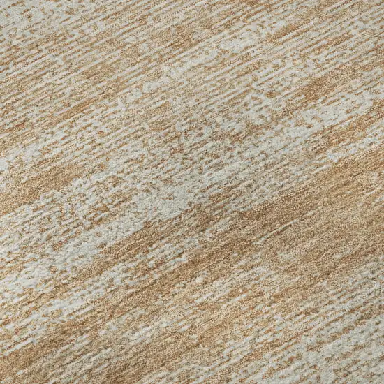 Copper And Ivory Striped Washable Area Rug With UV Protection Photo 1