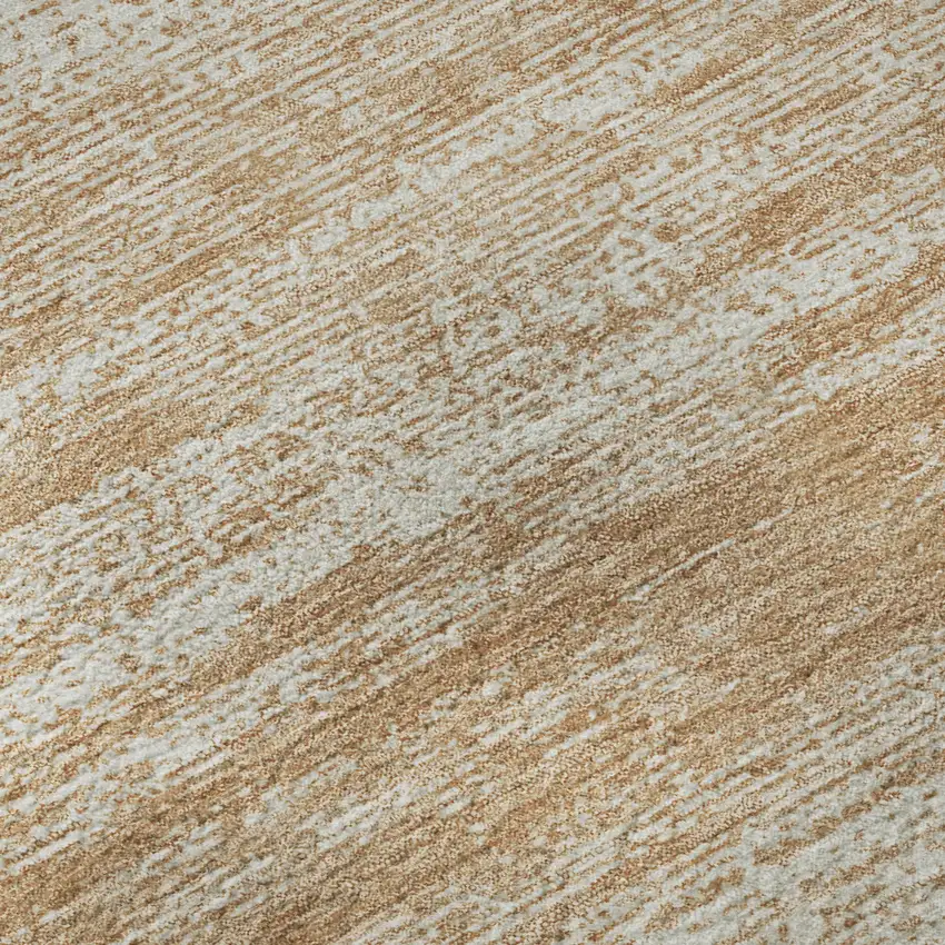 Copper And Ivory Striped Washable Area Rug With UV Protection Photo 1