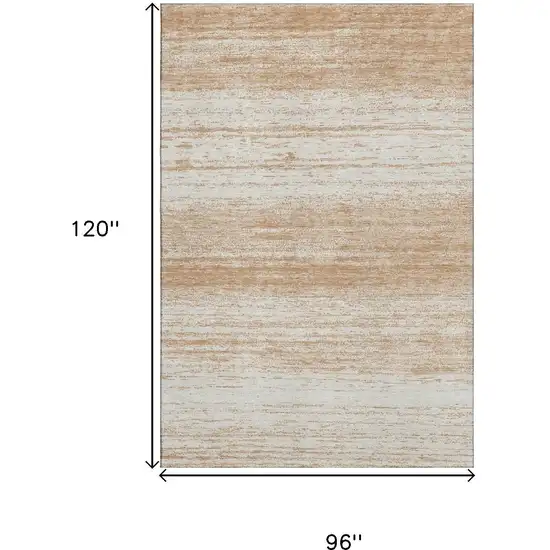 Copper And Ivory Striped Washable Area Rug With UV Protection Photo 3