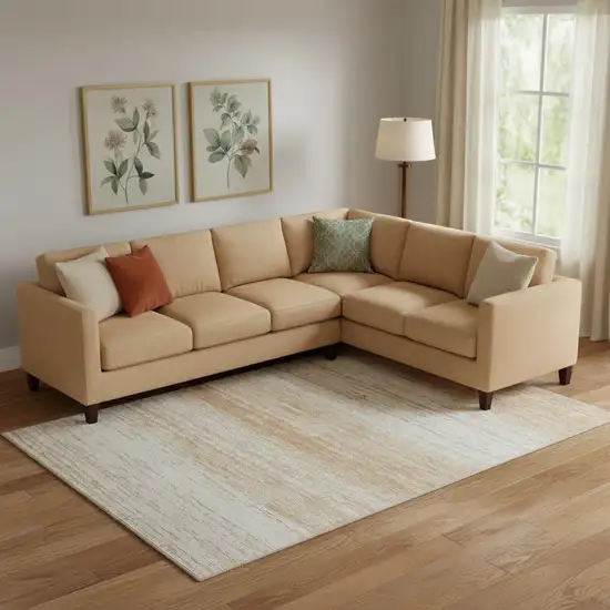 Copper And Ivory Striped Washable Area Rug With UV Protection Photo 1