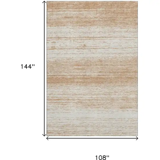 Copper And Ivory Striped Washable Area Rug With UV Protection Photo 3