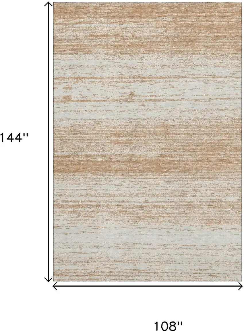 Copper And Ivory Striped Washable Area Rug With UV Protection Photo 3