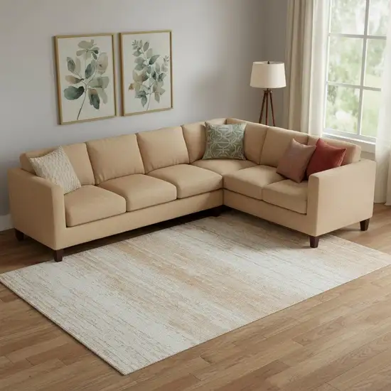 Copper And Ivory Striped Washable Area Rug With UV Protection Photo 1