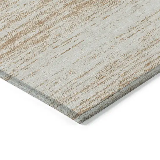 Copper And Ivory Striped Washable Indoor Outdoor Area Rug Photo 5