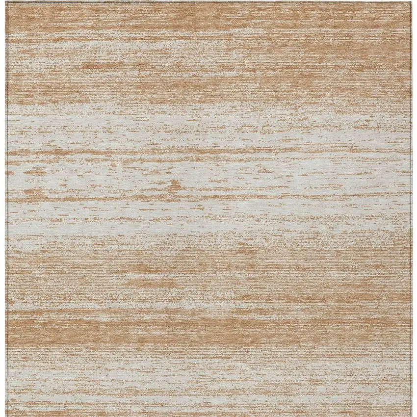 Copper And Ivory Striped Washable Indoor Outdoor Area Rug Photo 7