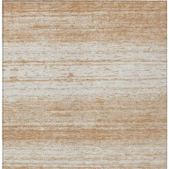Copper And Ivory Striped Washable Indoor Outdoor Area Rug Photo 7