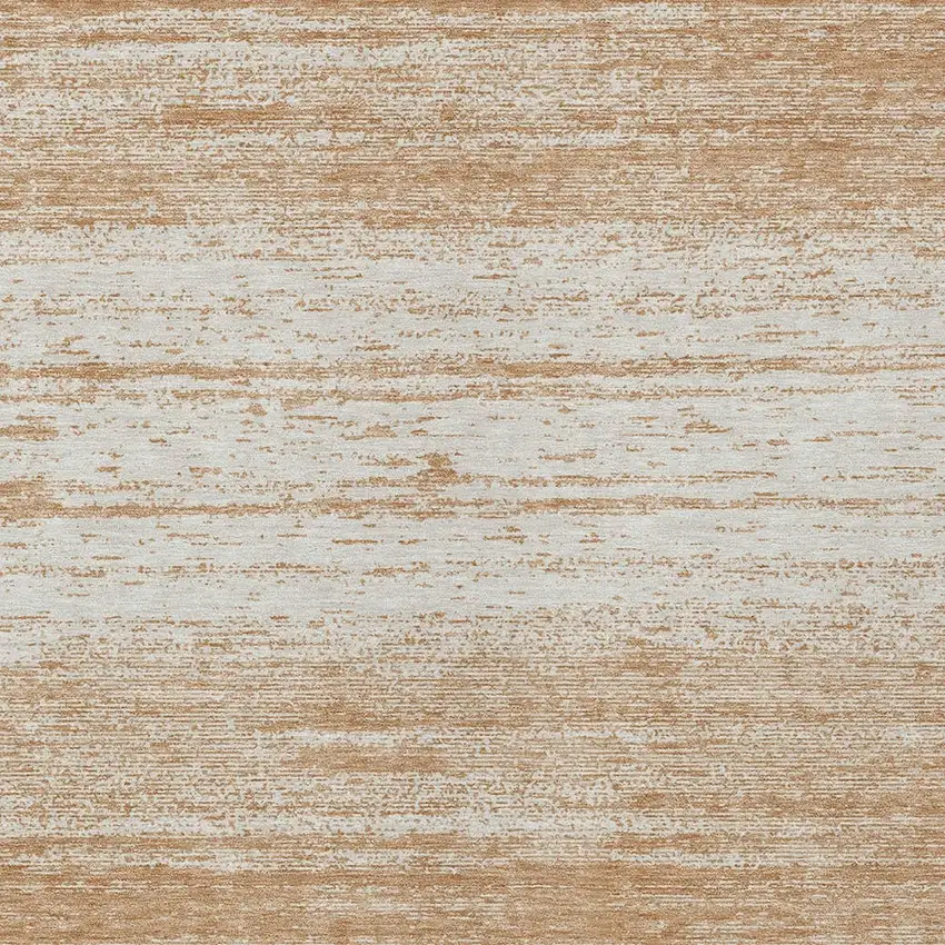 Copper And Ivory Striped Washable Indoor Outdoor Area Rug Photo 6