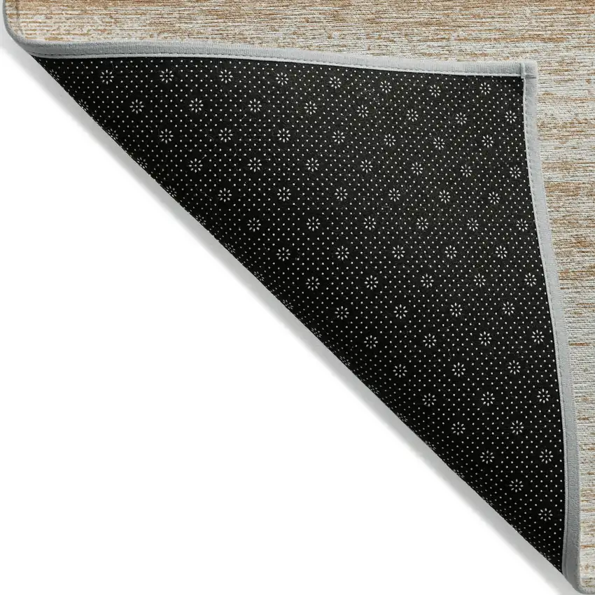 Copper And Ivory Striped Washable Indoor Outdoor Area Rug Photo 4