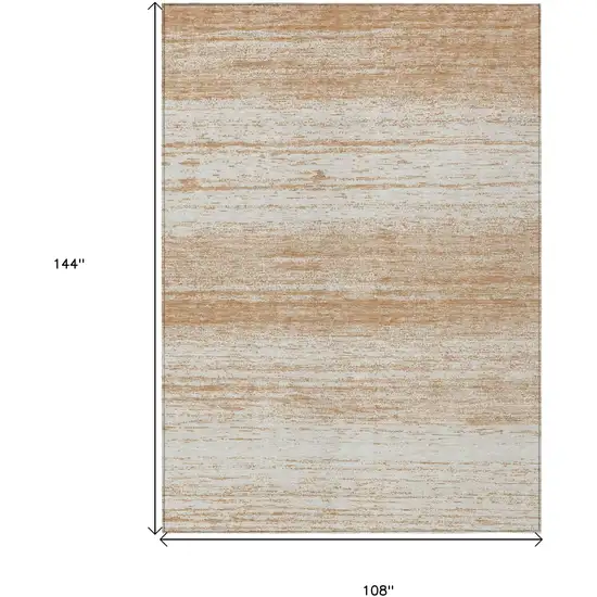 Copper And Ivory Striped Washable Indoor Outdoor Area Rug Photo 3