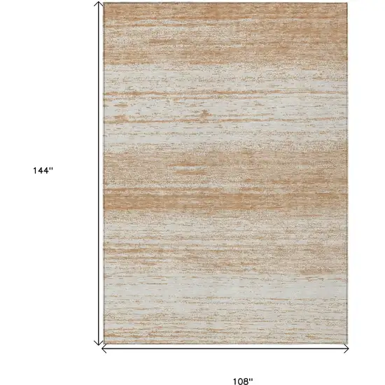 Copper And Ivory Striped Washable Indoor Outdoor Area Rug Photo 3
