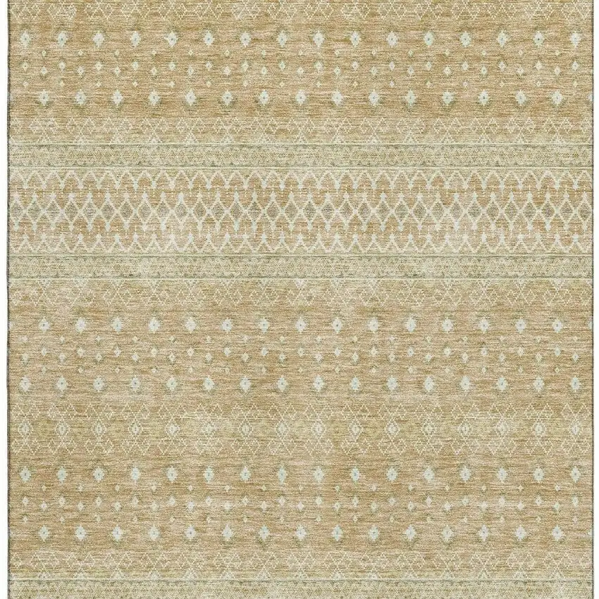 Copper And Ivory Tribal Washable Area Rug With UV Protection Photo 3