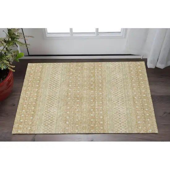 Copper And Ivory Tribal Washable Area Rug With UV Protection Photo 2