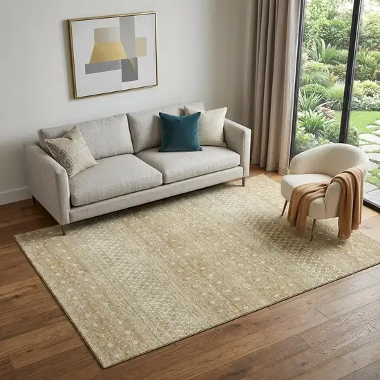 Copper And Ivory Tribal Washable Area Rug With UV Protection Photo 1