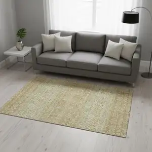 Photo of Copper And Ivory Tribal Washable Area Rug With UV Protection