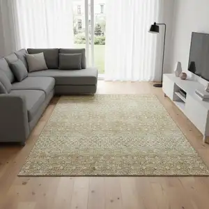 Photo of Copper And Ivory Tribal Washable Area Rug With UV Protection