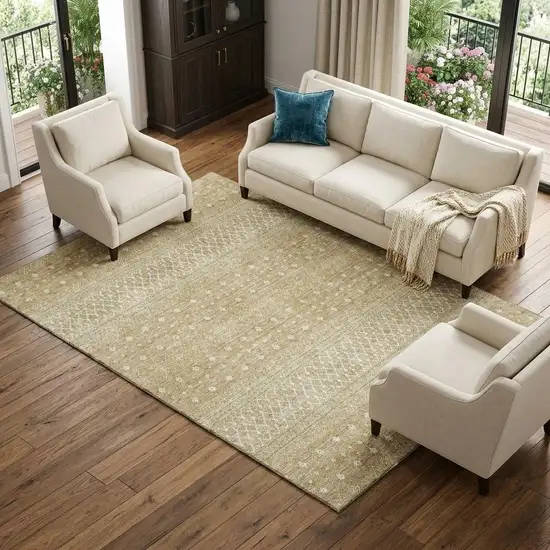 Copper And Ivory Tribal Washable Area Rug With UV Protection Photo 1