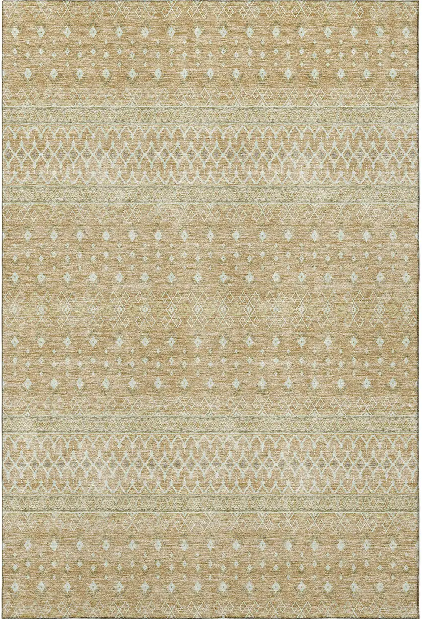 Copper And Ivory Tribal Washable Area Rug With UV Protection Photo 4