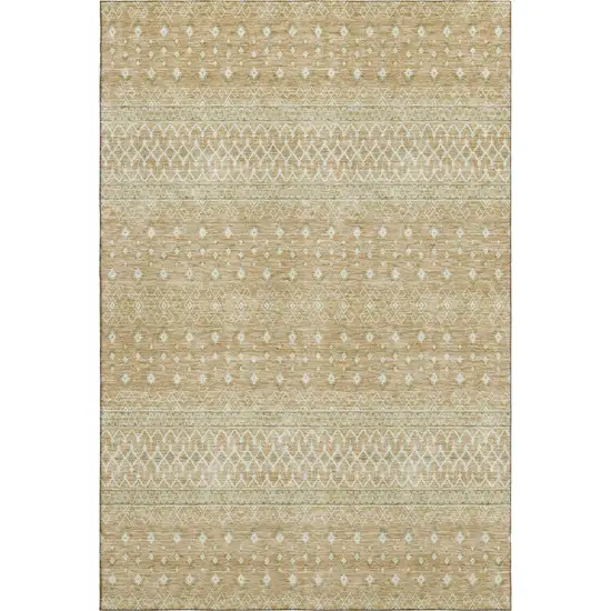 Copper And Ivory Tribal Washable Area Rug With UV Protection Photo 2