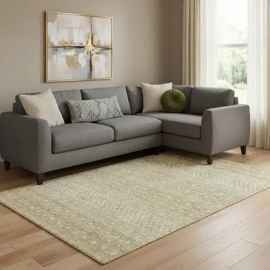 Copper And Ivory Tribal Washable Area Rug With UV Protection Photo 1