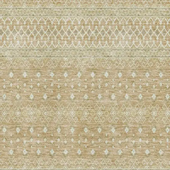 Copper And Ivory Tribal Washable Area Rug With UV Protection Photo 5