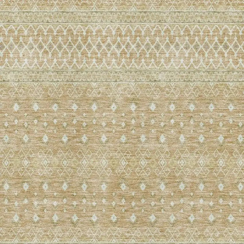 Copper And Ivory Tribal Washable Area Rug With UV Protection Photo 5