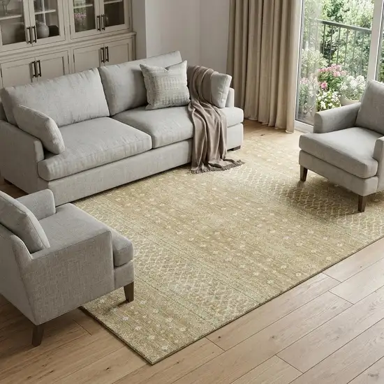 Copper And Ivory Tribal Washable Area Rug With UV Protection Photo 1