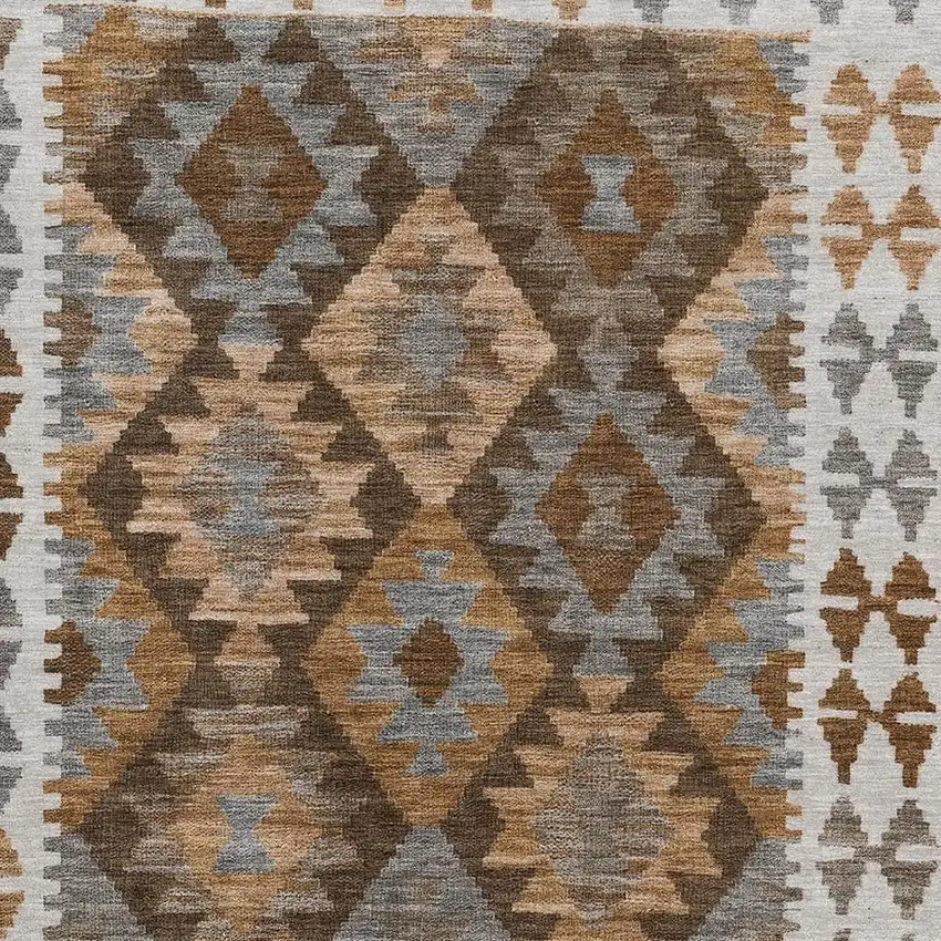 Copper And Ivory Tribal Washable Area Rug With UV Protection Photo 3