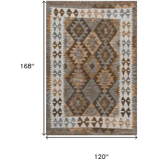 Copper And Ivory Tribal Washable Area Rug With UV Protection Photo 9