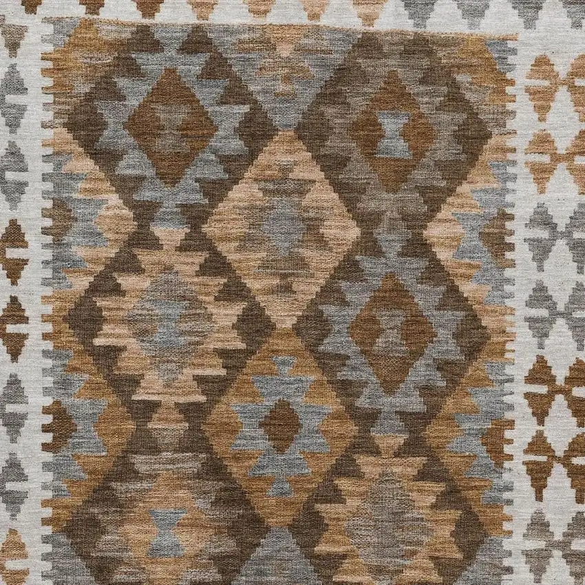 Copper And Ivory Tribal Washable Area Rug With UV Protection Photo 3