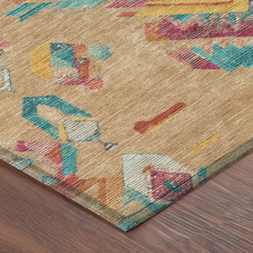 Copper And Ivory Tribal Washable Indoor Outdoor Area Rug Photo 6