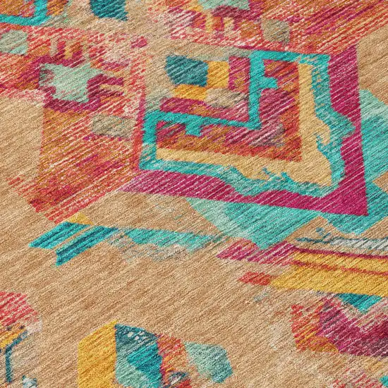 Copper And Ivory Tribal Washable Indoor Outdoor Area Rug Photo 7