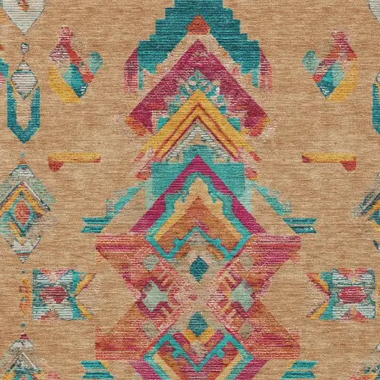 Copper And Ivory Tribal Washable Indoor Outdoor Area Rug Photo 3