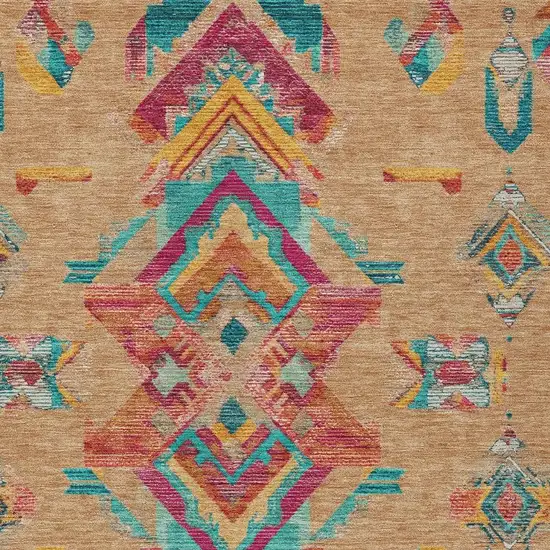 Copper And Ivory Tribal Washable Indoor Outdoor Area Rug Photo 5