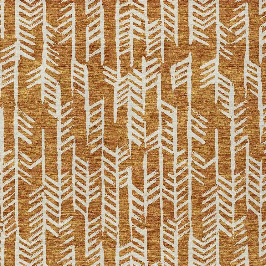 Copper And Ivory Tribal Washable Indoor Outdoor Area Rug Photo 7