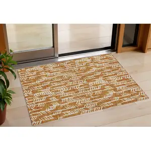 Photo of Copper And Ivory Tribal Washable Indoor Outdoor Area Rug