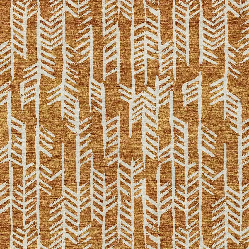 Copper And Ivory Tribal Washable Indoor Outdoor Area Rug Photo 7
