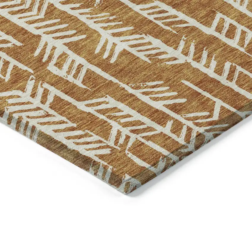 Copper And Ivory Tribal Washable Indoor Outdoor Area Rug Photo 5